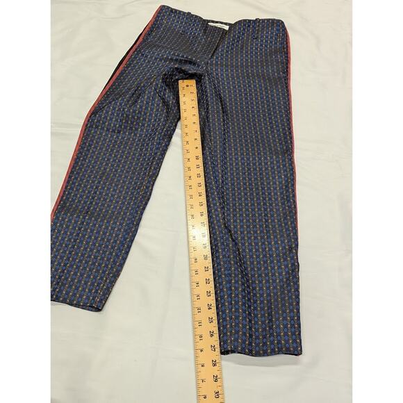 ELIZABETH AND JAMES Womens Jacquard Dion Slim Cropped Pants Blue & Red sz 4 - Picture 8 of 10